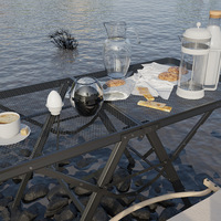 Table de camping grill pliant avec pieds antidérapants de bureau en maille, table d'extérieur en aluminium légère et portable réglable en hauteur