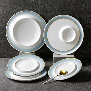 Xiangyuan <b>melamine</b> tableware <b>plates</b>, commercial imitation porcelain <b>plates</b>, hotel and restaurant creative concave <b>plates</b>, cold - Product Image 1