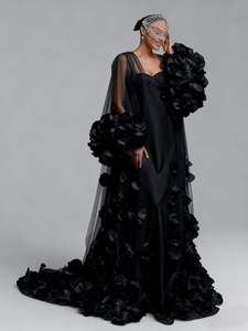 Vestido <span class=keywords><strong>de</strong></span> Tul Elegante Hecho a Medida, Vestido <span class=keywords><strong>de</strong></span> Noche Largo con Mangas Abullonadas <span class=keywords><strong>para</strong></span> Mujer Embarazada, Bata <span class=keywords><strong>de</strong></span> <span class=keywords><strong>Baño</strong></span>, Ropa <span class=keywords><strong>de</strong></span> Dormir <span class=keywords><strong>para</strong></span> Novia, Aniversario <span class=keywords><strong>de</strong></span> Bodas - Product Image 5