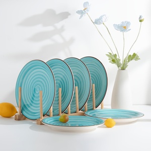 Platos de Cerámica Espiral Turquesa de Lujo Personalizados, Vajilla Pintada a Mano de Primera Calidad, Venta al por Mayor para Bodas, Hoteles y Restaurantes, Venta en Línea - Product Image 5