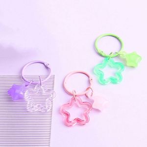 Wholesale Acrylic Hollowed Out Pentagram Accessories Hot Sell Cartoon Star <b>Keyring</b> <b>Cute</b> Candy Color Star Bell Keychain Charm - Product Image 5