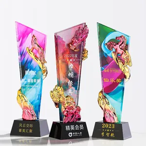 2023 Fashion High grade Custom Meeting Gifts Colorful Printing Award Crystal Trophy Decoration Crafts