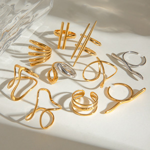 European American Style Stainless Steel Irregular <b>Opening</b> <b>Ring</b> Minimalist Design Titanium Steel Unisex Jewelry Gift - Product Image 3