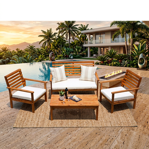 THINH PHU OLIVER Juego de Sofás Funcionales de Madera de Acacia - Muebles de Exterior Contemporáneos para Jardín y Sala de Estar - Embalaje Personalizado - Product Image 1