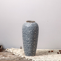 Vases de Sol Chinois Grands et Hauts Bleus et Blancs, Décoration d'Intérieur Vintage de Luxe pour Salon