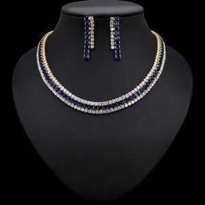 HIBRIDE brillant élégant blanc Baguette cubique zircone couleur or pour les femmes mariée mariage 2 pièces collier boucle d'oreille ensembles de bijoux N-47 - Product Image 3
