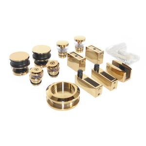 Kit di porte scorrevoli in vetro dorato accessori per doccia in acciaio inossidabile sistemi di porte scorrevoli in vetro a rulli scorrevoli - Product Image 1