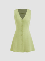Robe longue tricotée sans manches à col en V, à carreaux, avec laçage, style mini-robe, pour femme, idéale pour l'été