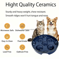 HomyPawz Grand bol en céramique écologique à points bulles, design colonne, pour la stimulation olfactive et l'alimentation lente des chiens et des chats