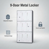 Casier métallique robuste à 9 portes, armoire en acier pour vêtements, casier de rangement pour salle de sport, vestiaire, personnel, école, armoire métallique