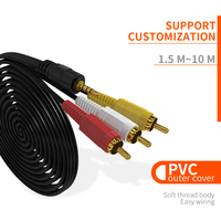 TRRS estéreo de 3,5mm a 3RCA un par de tres cabezales de loto amplificador de video caja de sonido Cable de conexión AV en tres cables audiovisuales