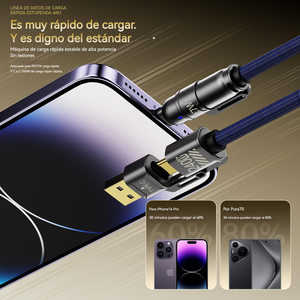 สายชาร์จเร็ว 240W 4-in-1 แบบ USB-C to USB-C Type-C สำหรับแล็ปท็อปและโทรศัพท์ พร้อมไฟ LED แสดงสถานะ - Product Image 4