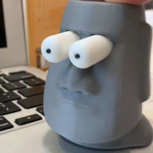 -Eyed Moai Squeeze Toy Cute Cartoon Plastic Resin <b>Figure</b> Stress Relief Ball Creative Decompression Toy for Kids & Adults - Product Image 6