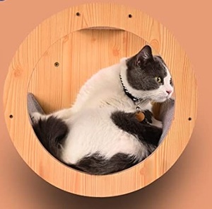 Relipet, hamaca de madera para mascotas, hamaca para gatos, juguetes montados en la pared, estante para gatos, cama para caminar, forma redonda, percha para gatos - Product Image 3