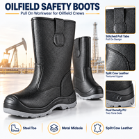 Bottes de sécurité personnalisées à embout d'acier pour le secteur pétrolier, en cuir de vachette pleine fleur, semelle PU double densité pour le forage pétrolier, le gaz et l'entretien industriel