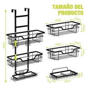 Organisateur de douche de salle de bain à 3 niveaux Étagère de douche suspendue pour salle de bain <span class=keywords><strong>sans</strong></span> perçage avec crochets et panier à savon - Product Image 2