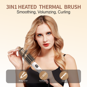 Fer à boucler électrique professionnel avec chauffage PTC, brosse thermique ionique, poils flexibles de 1,5 pouce, poignée ergonomique, écran LCD - Product Image 2