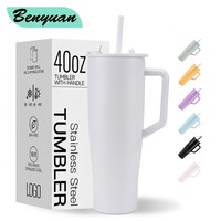 Gobelet à café isotherme portable de 40 oz en acier inoxydable à double paroi, sans BPA, avec brosse de nettoyage pour le camping et le bureau