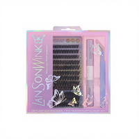 Kit d'extensions de cils en grappe faites à la main, colle à cils double CC, adhésif scellant, impression de logo de marque privée, cils artificiels segmentés DIY