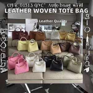 Sac fourre-tout décontracté en cuir véritable pour femme avec nœud et sangle métallique tressée, résistant à l'eau, fermeture éclair, portable, sangle amovible - Product Image 2