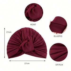 Vente en gros d'accessoires de mode pour cheveux avec logo personnalisé, turbans de couleur unie en POLYESTER SPANDEX, grand nœud, foulard musulman pour femmes, toutes saisons - Product Image 4