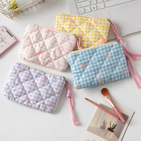 Sac de rangement pour cartes personnalisé pour femmes, motif floral, minimaliste, matelassé, pour rouge à lèvres, cadeaux, porte-monnaie matelassé, portefeuille portable
