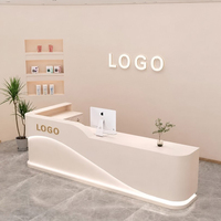 Mueble de Recepción Personalizado para Salón de Belleza con Iluminación LED para Peluquería, Tienda de Cosméticos, Diseño de Tienda Completa
