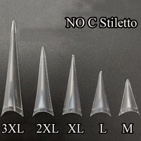 3 XL Clear XXL Long No C Curve Straight Coffin Amande Square Stiletto Nail Tips Wholesale ABS Nail Extension Tips Custom