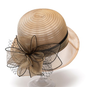 Chapeaux élégants de haute qualité pour femmes, pour occasions formelles, avec grand nœud <span class=keywords><strong>en</strong></span> maille fleurie, large bord, pour église, mariage, Kentucky Derby - Product Image 4