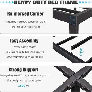Struttura <span class=keywords><strong>letto</strong></span> king size alta 18 pollici con testiera, telaio <span class=keywords><strong>letto</strong></span> <span class=keywords><strong>in</strong></span> acciaio resistente, struttura <span class=keywords><strong>letto</strong></span> sospesa <span class=keywords><strong>in</strong></span> <span class=keywords><strong>ferro</strong></span> robusta e ispessita - Product Image 3