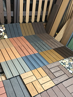 Bricolage Carreaux de terrasse en bois à emboîtement Patio extérieur Jardin Terrasse Plancher en bois Carrelage imperméable protégé contre les UV tous temps