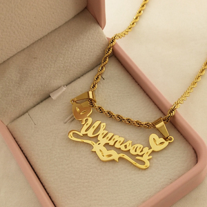 Ciondolo Personalizzato a Forma di Cuore <span class=keywords><strong>con</strong></span> Nome, Gioiello <span class=keywords><strong>in</strong></span> Acciaio Inossidabile Placcato <span class=keywords><strong>Oro</strong></span> 18K, <span class=keywords><strong>Collana</strong></span> <span class=keywords><strong>con</strong></span> Iniziali Personalizzate per Donna - Product Image 5