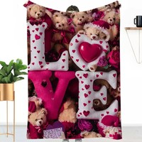 Nouvelle couverture en flanelle imprimée personnalisable moderne pour la Saint-Valentin, pour une chaleur toute saison, couverture portable d'extérieur