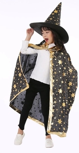 Vestido de capa de bruja <span class=keywords><strong>Mago</strong></span> <span class=keywords><strong>para</strong></span> niños de Halloween con sombrero puntiagudo traje de seda <span class=keywords><strong>para</strong></span> fiestas de <span class=keywords><strong>cumpleaños</strong></span> de juego de rol - Product Image 2