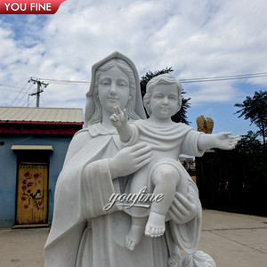 YOUFINE Statue de la Vierge <span class=keywords><strong>Marie</strong></span> avec l'Enfant Jésus en marbre blanc grandeur nature Sculpture catholique sculptée à la main pour l'église - Product Image 5