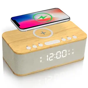 FANSBE 3 In 1 Multifunction Desk 10w Speaker LED Digital Display Bluetooth Alarm Clock Speaker With Wireless Charger