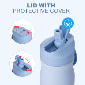 14온스 맞춤형 이중벽 진공 단열 스테인리스 스틸 헬스 스포츠 학교 아동용 물병 (방진 빨대 뚜껑 포함) - Product Image 2