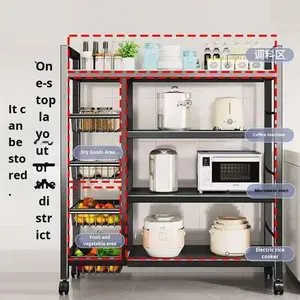 רב תכליתית פחמן פלדה רשת 5-שכבות סל אחסון מדף מסמיך ירקות פירות ביתיים מתלה ירקות למטבח - Product Image 5