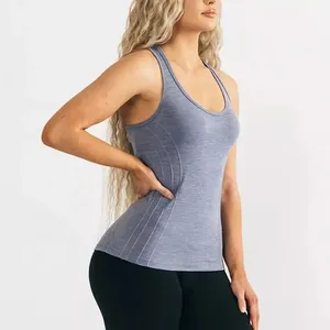 Benutzer definierte Hoch leistung Quick Dry Gym Workout Racer Rücken Mesh Sport Yoga Weste Fitness Nahtlose Damen Tanktops