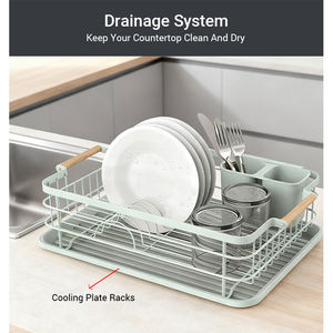 Estante para platos de almacenamiento de una sola capa para ahorrar espacio con tablero de plástico Escurridor de vajilla de alambre metálico - Product Image 4