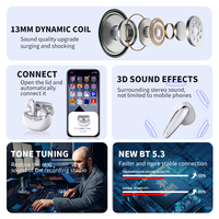 Écouteurs sans fil mini portables de sport et de musique, OEM LOGO, demi-intra-auriculaires, affichage numérique, étanches IPX5, son HiFi hybride