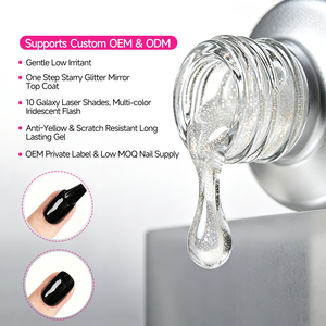 Galaxy Glow Starry Glitter <b>Top</b> Coat UV LED Gel Polish HEMA TPO TMPTA Free 2 in 1 Shiny Sealer For Nail Art Wholesale - Product Image 2