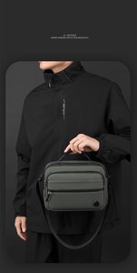 Sac bandoulière zippé pour sports de plein air, grande capacité, sac messager personnalisé, imperméable, décontracté, en PU/Nylon, sac à bandoulière tendance - Product Image 2