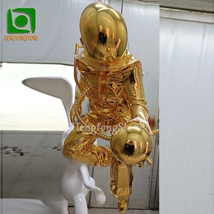 Hecho a mano fibra de vidrio resina centro comercial decorativo chapado en oro <span class=keywords><strong>espacio</strong></span> hombre astronauta estatua - Product Image 5