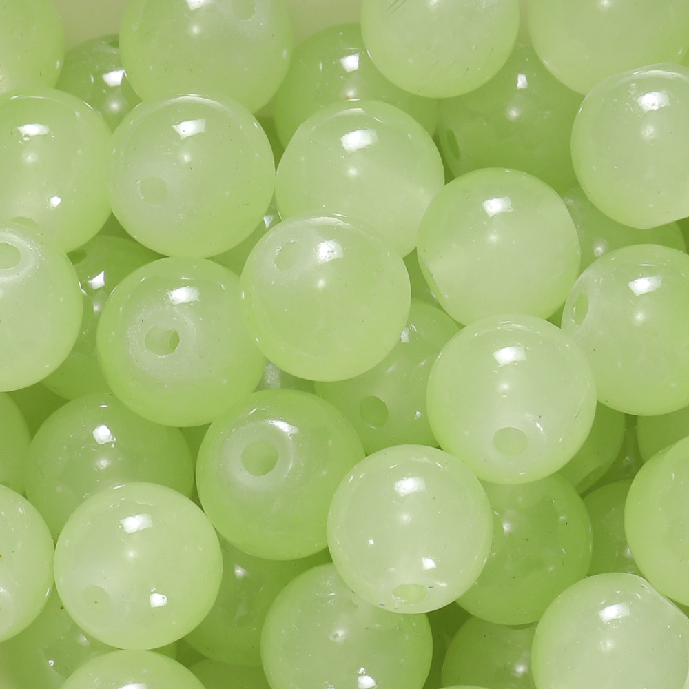 Perles de verre imitation jade 10 mm - Vert pomme