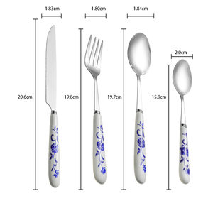 Modello Vintage cena in ceramica forchetta promozione <span class=keywords><strong>casa</strong></span> argenteria 24 pezzi in ceramica porta posate cucchiaio coltello Set forchetta per il matrimonio - Product Image 3