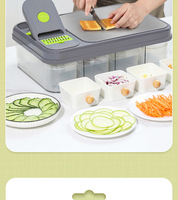 Mandoline de cuisine multifonctionnelle 17-en-1 en plastique pour couper les légumes, avec planche à découper – Vente en gros