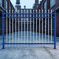 Valla de Jardín de Acero Moderna, Valla de Metal de Acero Galvanizado Negro 6x8, Valla de Seguridad de Hierro Forjado Plana con Recubrimiento en Polvo Termocontraíble