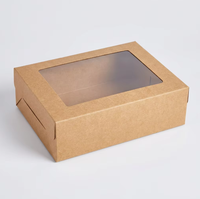 Boîtes cadeaux pliables en papier kraft brun recyclable avec fenêtre transparente, 20,3x15x6,35 cm, pour boulangerie, mariage, vente en gros, personnalisables, avec fentes