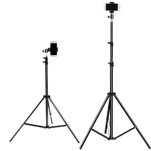 Professional 2.1m Lightweight Tripod with LED Ring Light for Live Streaming & Photography Phone Stand